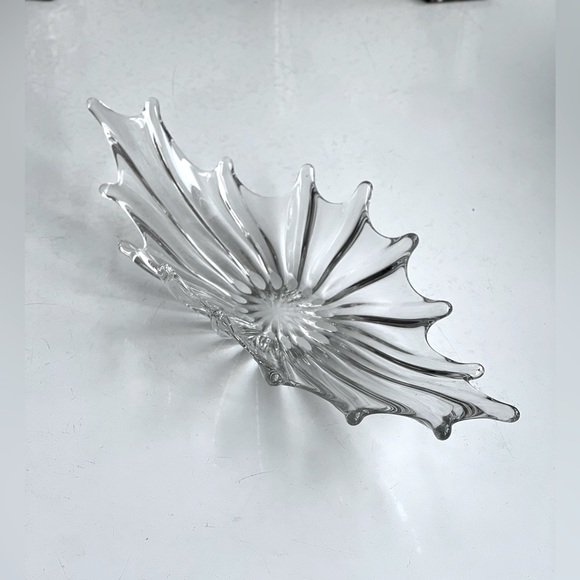 VINTAGE MCM Clear Pulled Glass Bowl Heavyweight Art Glass Unsigned - Picture 8 of 14